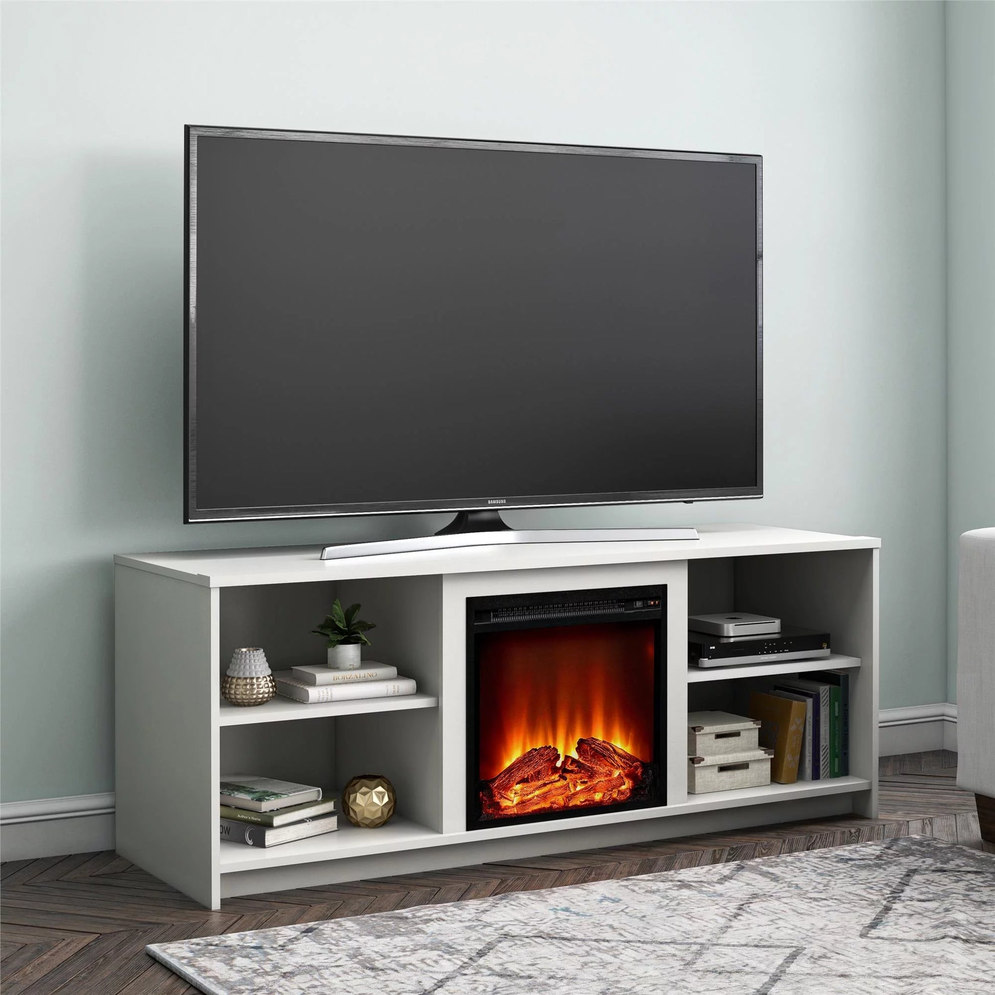 Fireplace TV Stand for Tvs up to 65", White