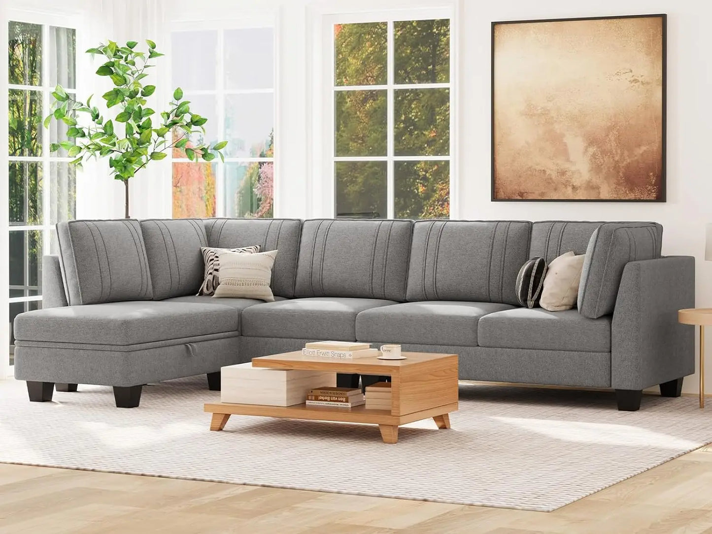 L Shaped Sofa Velvet Reversible Sectional Sofa, L-Shaped Sofa Set