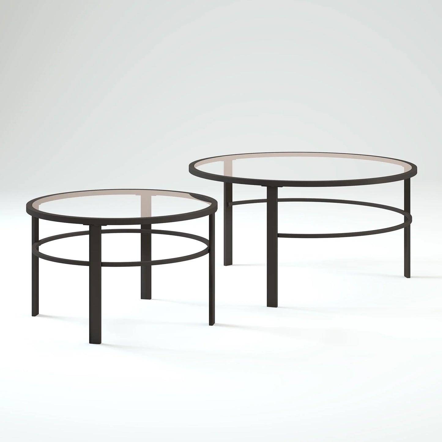 Gaia round Glass 2pc Coffee Table, Blackened Bronze